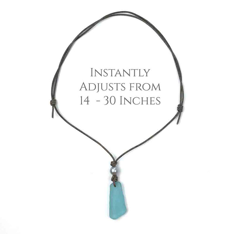 Tapered Dark Amber Sea Glass Leather Necklace  - it&